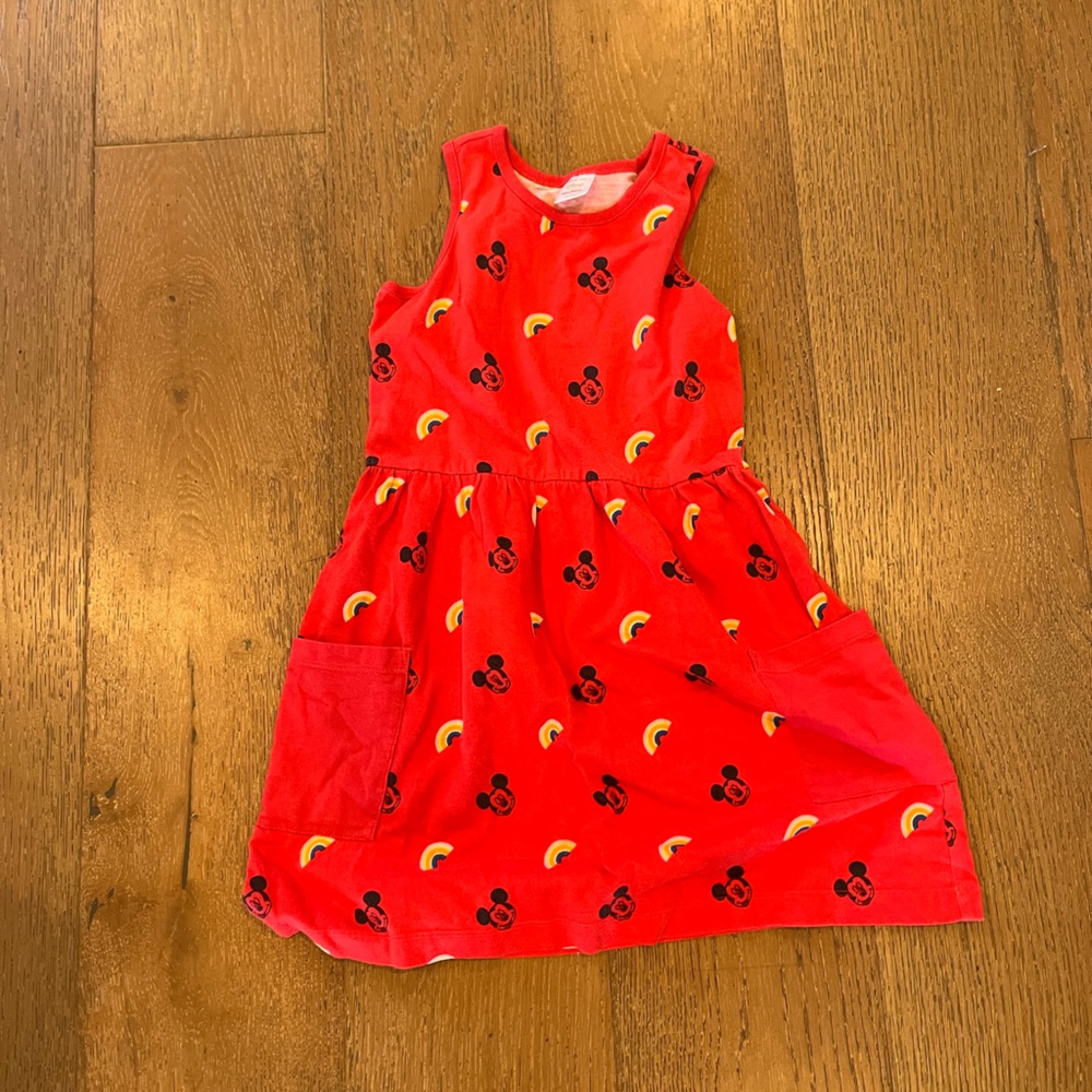 Disney Red Dress with Mickey Mouse and Rainbow Accents